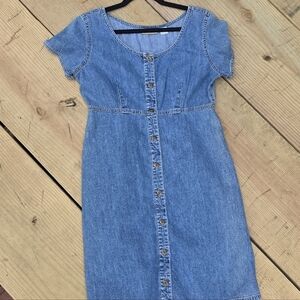 Liz Claiborne Blue Denim Button-Front Midi Dress